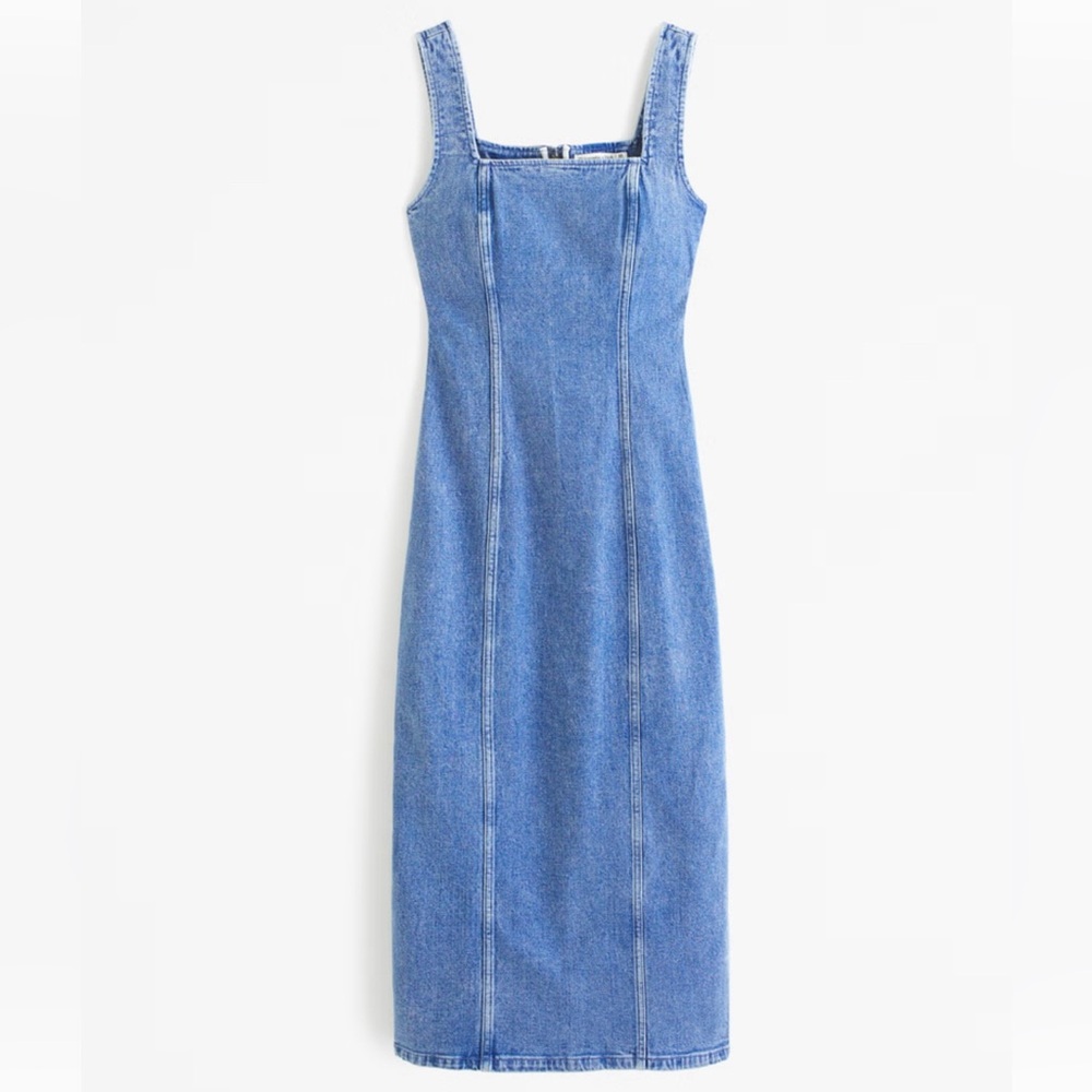 Abercrombie & Fitch Blue Denim Midi Dress